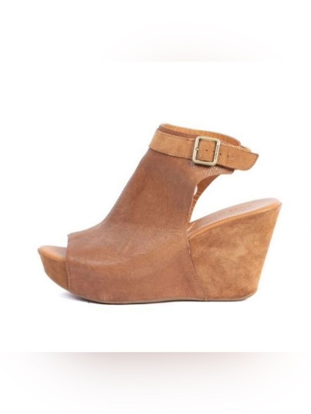 Kork-Ease Womens Berit Wedge Tan Brown Leather Sandal Sleek Platform Heel 9 - Picture 2 of 10